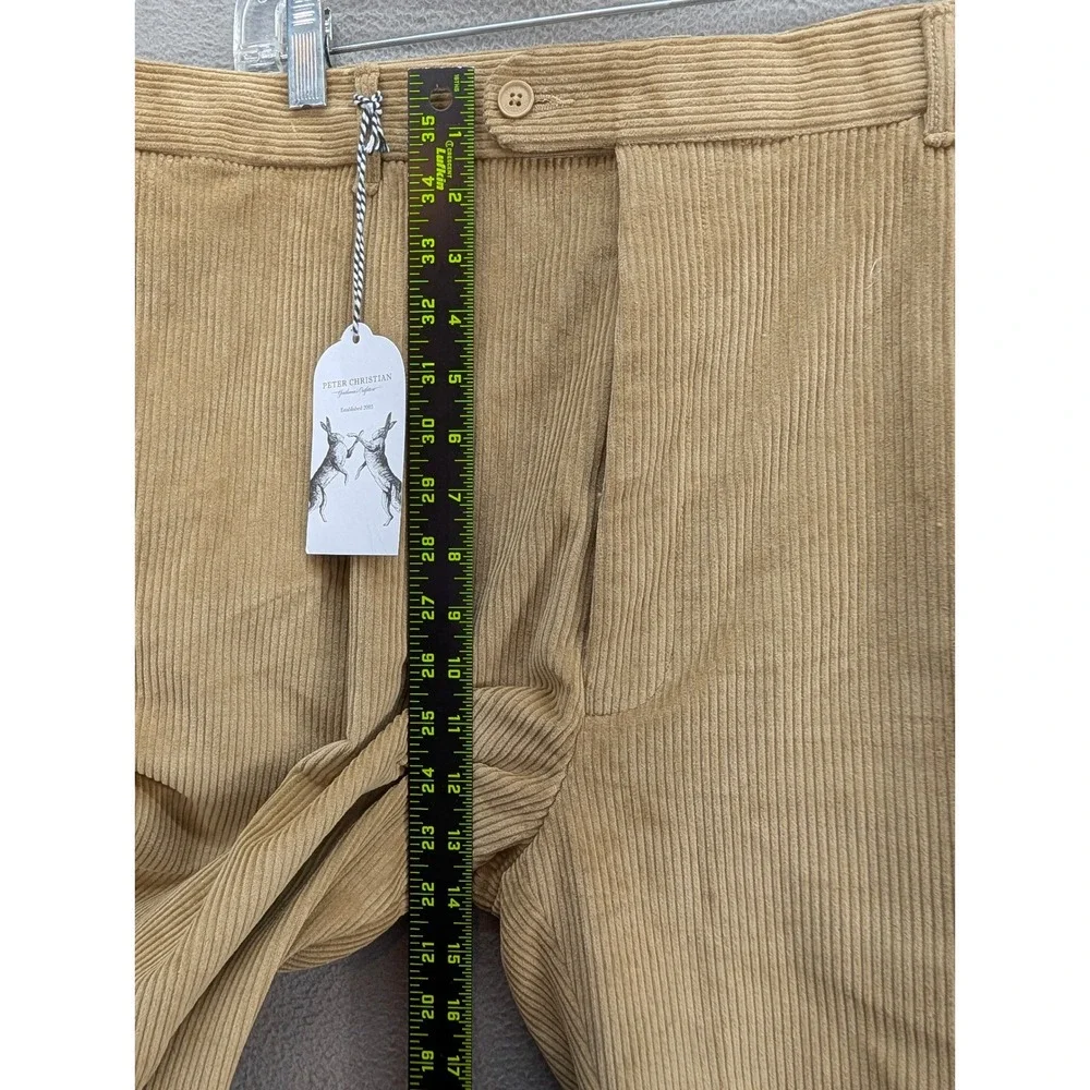 Peter Christian Corduroy Trousers‎ Men's 42x27 Beige Pleated Cotton Casual NWT